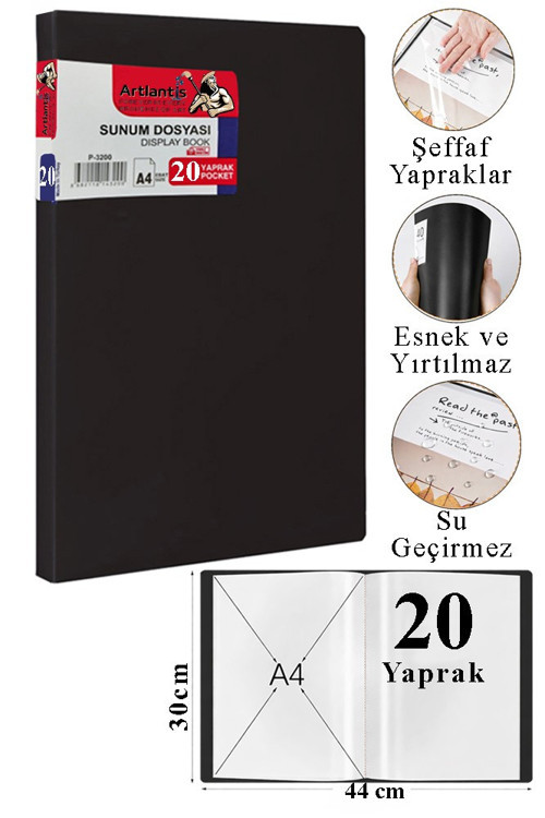 Sunum Dosyası 20 li 1 Paket Poşet Dosyalı Katalog Dosyası 20 Poşetli Kendinden Dosya Plastik Kapaklı