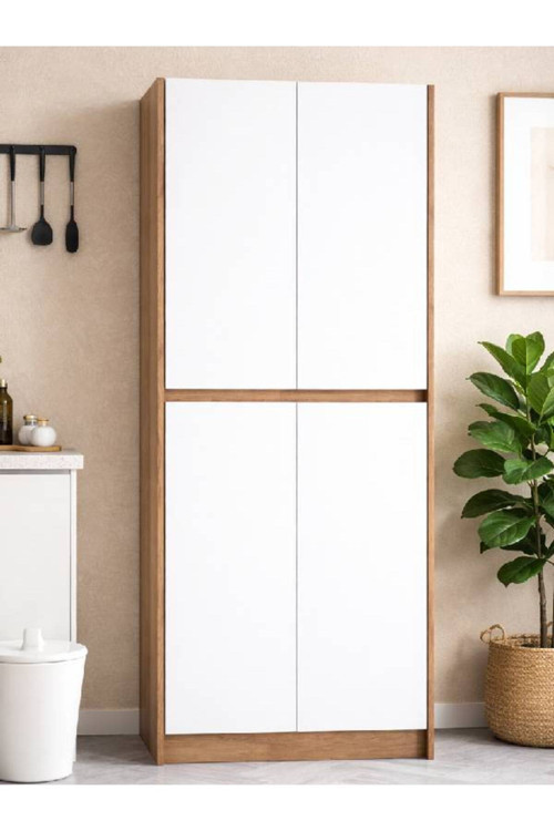 Patentli Meşe Santra Kulpsuz 4 Kapaklı,çok Amaçlı Dolap,mutfak,elbise,balkon,kiler Dolabı,