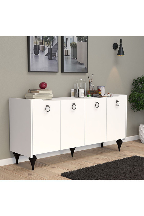 Titanyum(BEYAZ) Modern Konsol,çok Amaçlı Dolap,dresuar,mutfak Dolabı,kiler Dolabı,tv Ünitesi