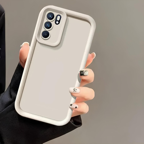 Oppo A16 İçin Bej Kenarları Kalın Pan Silikon Kılıf