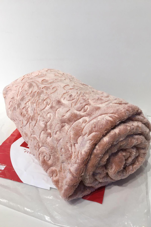 Marka Desenli Çift Kişilik Battaniye - Açık Pembe