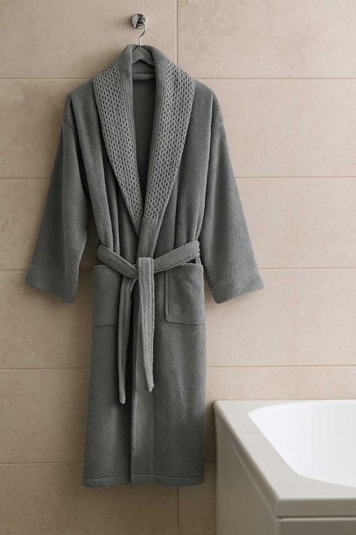 %100 Pamuk Bornoz , Su Emiciliği Yüksek, Gramajlı Bornoz, Tek Bornoz, Antrasit