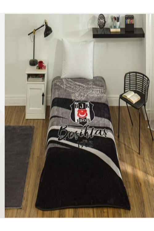 Taç Taraftar Lisanslı Tek Kişilik Battaniye (160X220)- 2025/2026 Yeni Sezon Beşiktaş - Bjk
