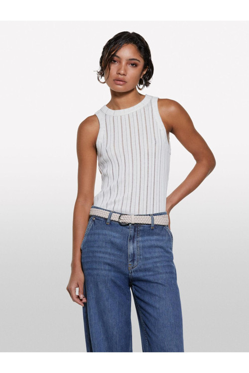 Viskoz Karışımlı Halter Yaka Slim Fit Atlet Kadın Beyaz Atlet - 325P31Welh00X