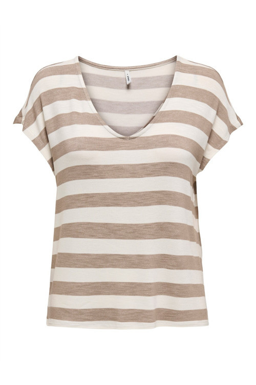 Onllıra Lıfe S/S V-Neck Top Jrs Noos Kadın Kahverengi Bluz - 15252103