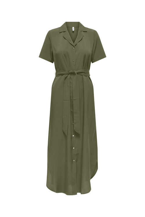 Onlnova Lıfe Elıte Izı Shırt Dress Solıd Kadın Yeşil Elbise - 15331928