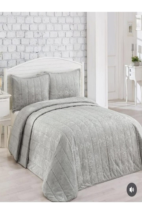 Merinos Yatak Örtüsü Çift Kişilik İpeksoft / Çeyizlik / Günlük Kullanım İçin Uygun / Gri