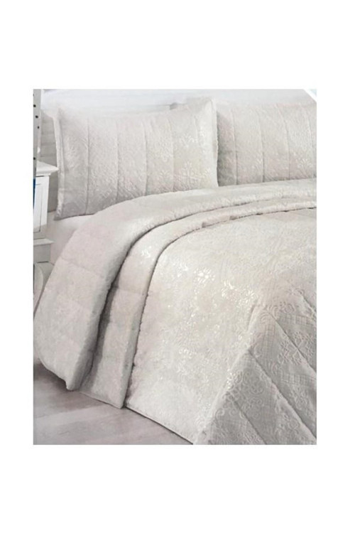 Merinos Yatak Örtüsü Çift Kişilik İpeksoft / Çeyizlik / Günlük Kullanım İçin Uygun / Krem