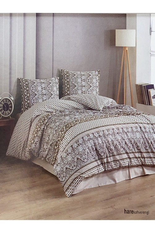 Özbayramlar Tekstil Kristal Tek Kişilik Nevresim Takımı Hare Desen Kahverengi