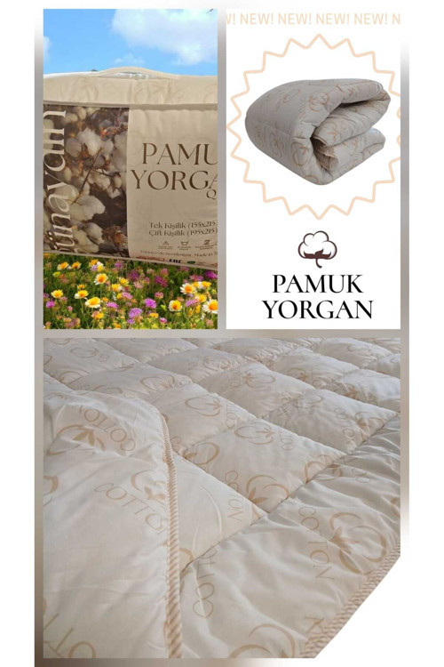 Günaydın Pamuk Yorgan , Pamuk Kumaş Yıkanabilir Doğal , 1.Kalite , Lüx ,Çift Kişilik