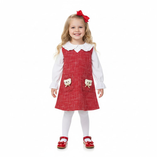 Gömlekli Kız Çocuk Jile Elbise