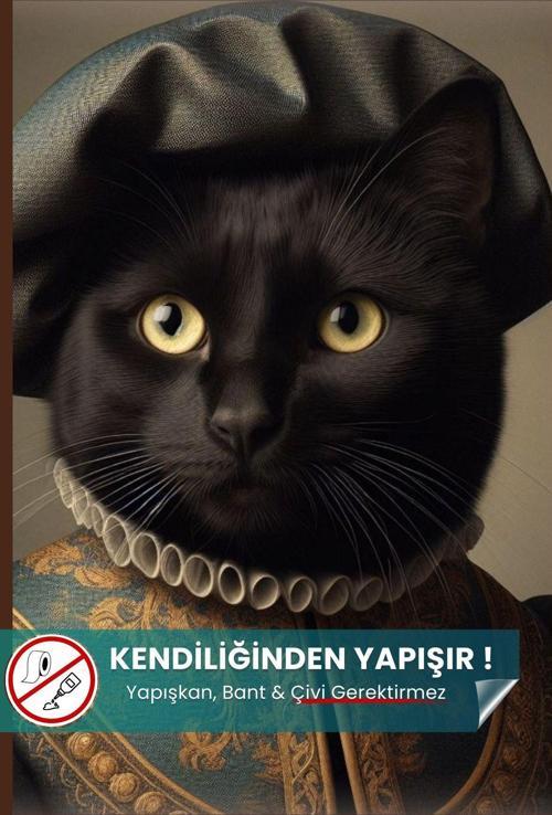 Soylu Kara Kedi Poster, Premium Baskı Poster, Siyah Kedi, Statik Akıllı Kağıt (Yapay Zeka Tasarım)