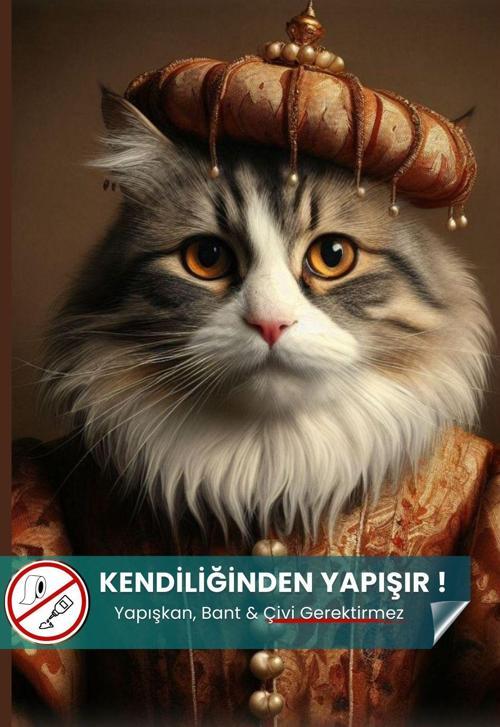 Soylu Tüylü Kedi Poster, Premium Baskı Poster, Gri Kedi, Statik Akıllı Kağıt (Yapay Zeka Tasarım)