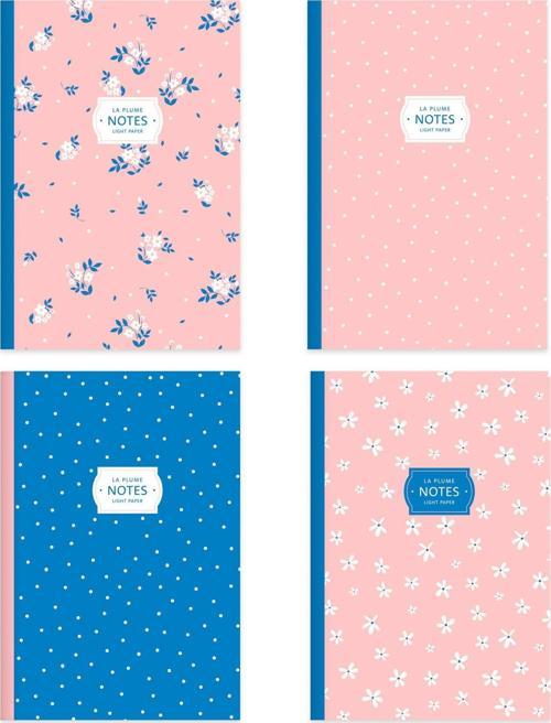 Çizgili Tel Dikişli 4'lü Defter Seti Pembe