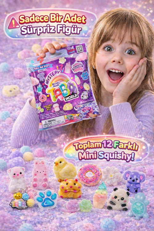 Taba Squishi Mystery Taba World Series 1 Sürpriz Mini Squishy Kokulu Set + Çanta Süsü & Anahtarlık