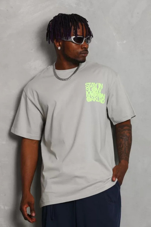 Unisex Oversize Baskılı Bisiklet Yaka TShirt