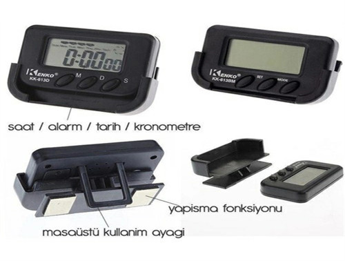 Durukar® Ev ve Araç Tipi Dijital Saat Kronometreli Alarmlı Pilli Saat