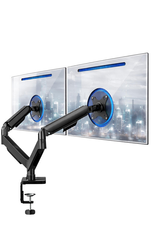 17-32" Çift Kollu Monitör Kolu VESA Uyumlu Tam Hareketli 9+9 kg Taşıma Kapasiteli Monitör Standı