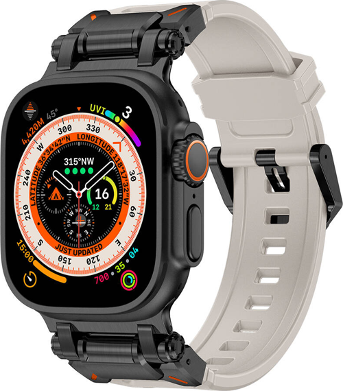Apple Watch 44mm Uyumlu Fuchsia KRD-1101 Titanyum Metal Başlıklı Silikon Kordon