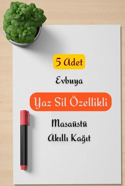 5 Adet Yazılıp Silinebilir A4, Çevre Dostu, Masaüstü, Pratik Not Alma, Akıllı Kağıt Yazı Tahtası