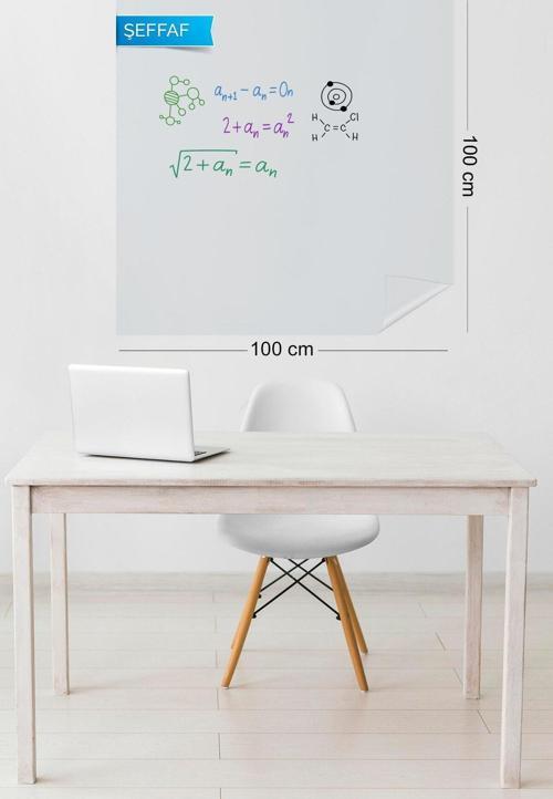 Akıllı Kağıt - 100x100 Cm Şeffaf, 2 Adet Pratik, Kullanışlı, Yazılıp Silinen Yazı Tahtası