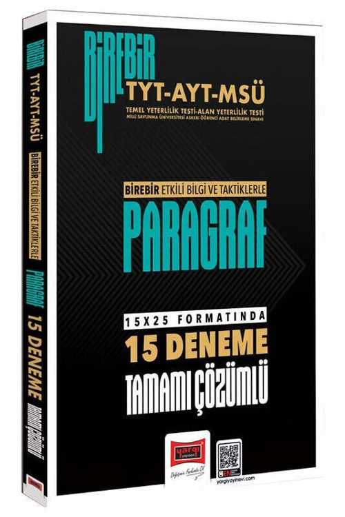 Yargı YKS TYT AYT MSÜ Paragraf Birebir 15 Deneme Çözümlü Yargı Yayınları