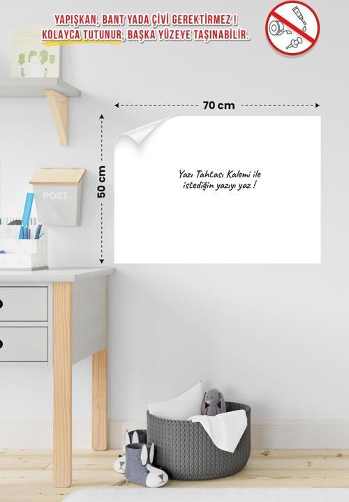 Akıllı Kağıt - 50 x 70 Cm Beyaz, Yapışkansız Tutunan, Kağıt Tutucu Özellikli Akıllı Yazı Tahtası