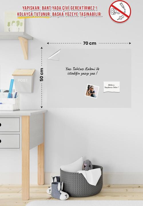 Akıllı Kağıt - 50 x 70 Cm Şeffaf, Yapışkansız Tutunan, Kağıt Tutucu Özellikli Yazı Tahtası