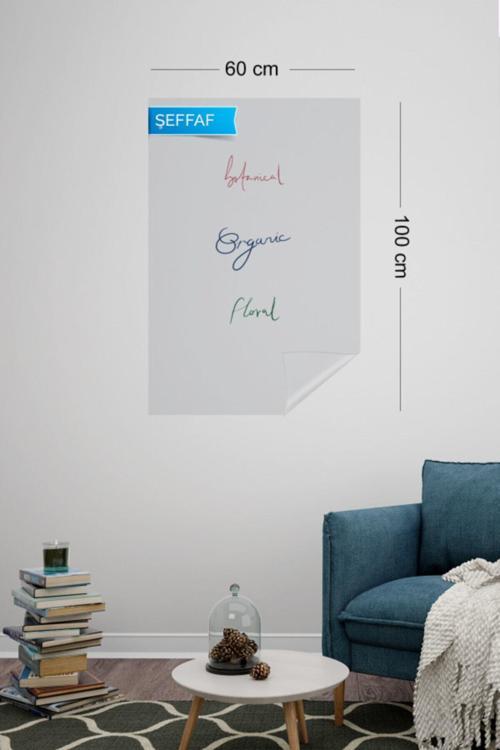 Akıllı Kağıt - 60x100 Cm Şeffaf, 2 Adet Pratik Inovatif, Statik Yapışkansız Tutunan Yazı Tahtası