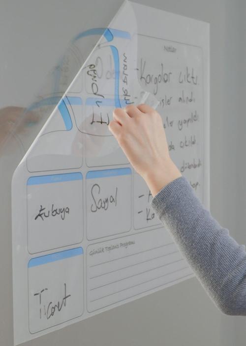 Haftalık Planlayıcı Çizelgesi Elektrostatik Elektriklenme Ile Tutunan Akıllı Kağıt Yazı Tahtası