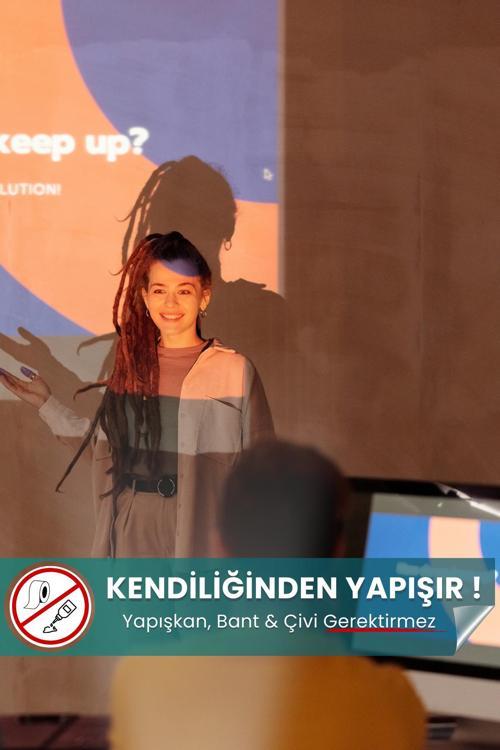 Projeksiyon Perdesi, 100 X 150 Cm, Duvar Sineması, Sunum Perdesi, Yapışkansız, Statik Akıllı Perde