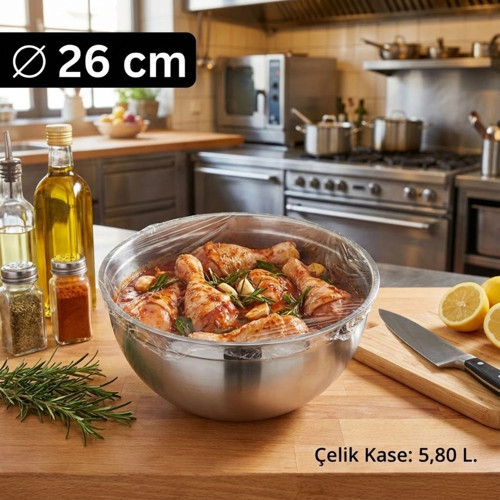 Çelik Kase 26 cm (5.8 L) - Profesyonel Hazırlık ve Marine Kabı