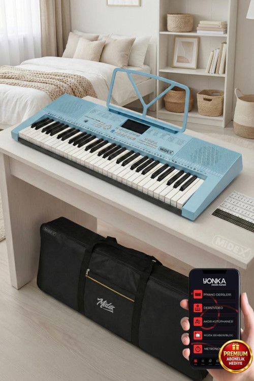 PS-2300BL 61 Tuşlu Org Seti Mavi Kaliteli Başlangıç İçin Uygun
