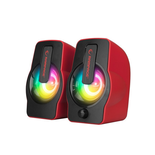 KIRMIZI - RGB IŞIKLI 1+1 HOPARLÖR SPEAKAER SET USB KABLO 2.0 MULTİMEDYA - 6W (2818)