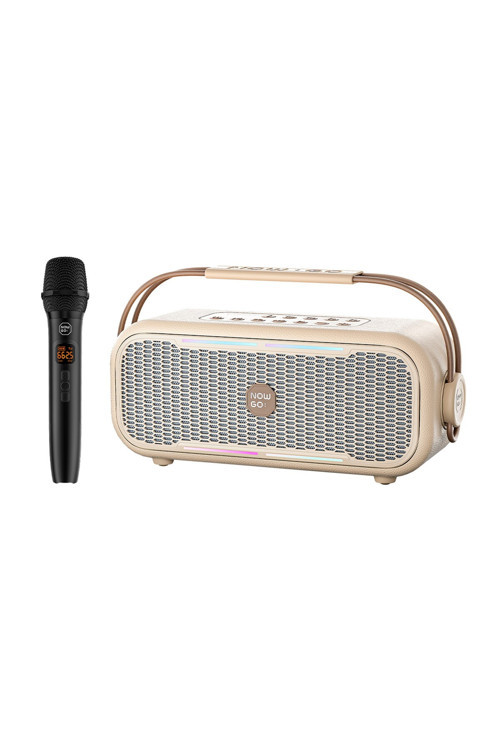 C1 100W Taşınabilir RGB Bluetooth Hoparlör Mikrofonlu Karaoke Parti Speaker Bej