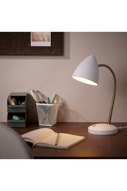 Led'Li Çalışma-Okuma Lambası Meridyendukkan Beyaz-Gold Rengi Masa Lambası