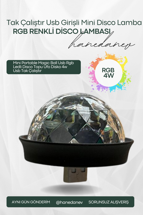 Mini Portable Magic Ball Usb Rgb Ledli Disco Topu Ufo Disko 4w Usb Tak Çalıştır