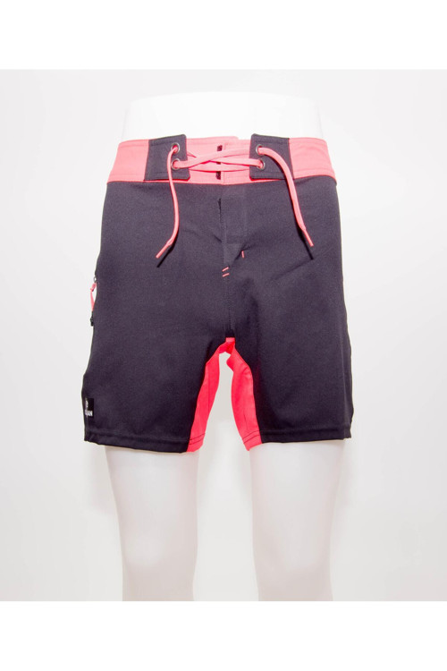 Erkek Kısa Deniz Şortu Boardshort Filesiz Sörf Meridyendukkan Siyah Turuncu Olaıan