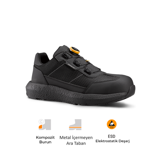 Zero All Black Fast Fit | S3S | SR | ESD İş Ayakkabısı