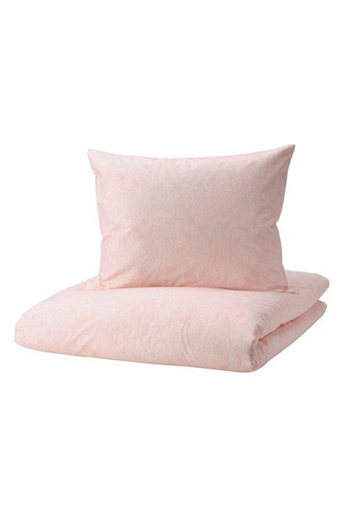 Tek Kişilik Nevresim Takımı, Açık Pembe-Beyaz 150X200 Cm Meridyendukkan Pamuk Takım Çarşafsız