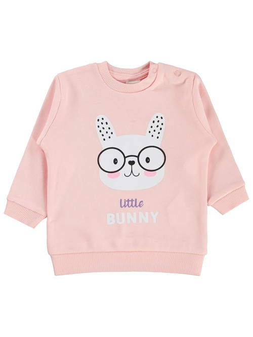Little Bunny Baskılı 6-18 Ay Sweatshirt - Pudra 6-9 Ay