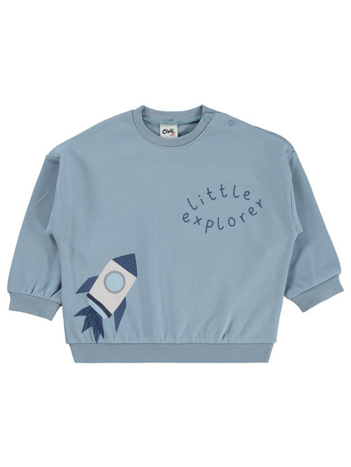 Little Explorer Baskılı 6-18 Ay Sweatshirt - Mavi 18-24 Ay