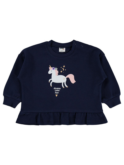 Unicorn Baskılı 6-18 Ay Sweatshirt - Lacivert 9-12 Ay