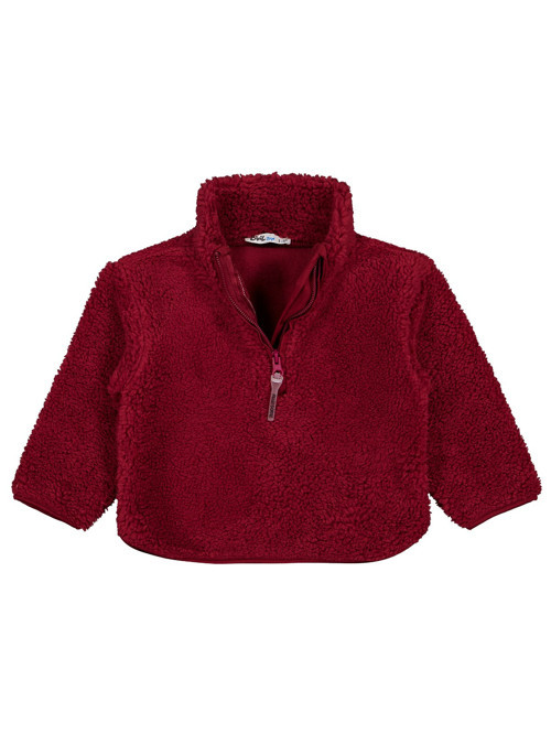 Biyeli Yarım Fermuarlı 2-5 Yaş Sweatshirt - Bordo 2-3 Yaş