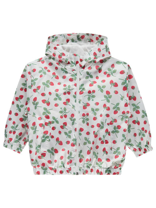 Çilek Desenli 2-5 Yaş Yağmurluk - Ekru 3-4 Yaş