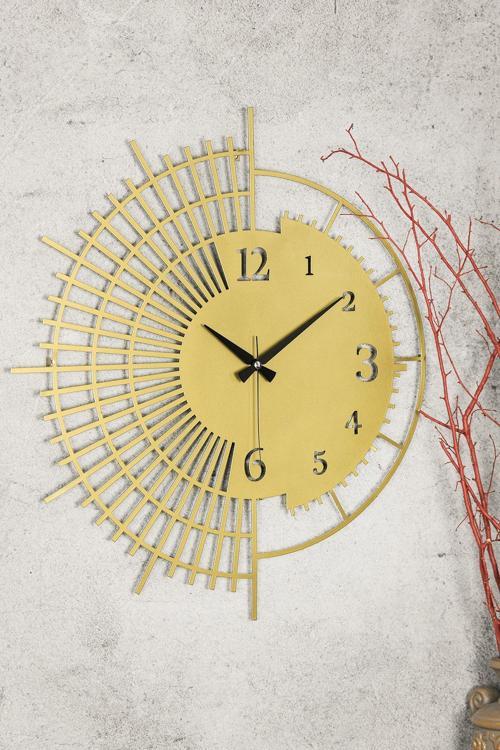 Anapa  Yeni Koleksiyon Dekoratif Metal Gold Eskitme Duvar Saati 50x50cm Sessiz