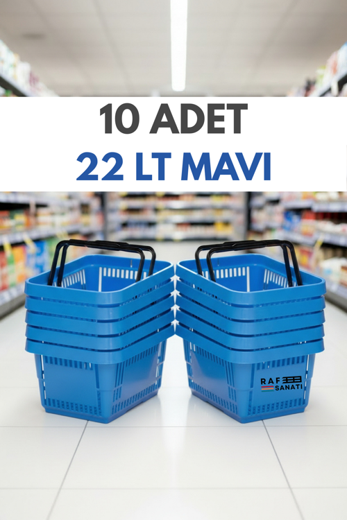 10 ADET / 22 Litre Plastik Market Alışveriş Sepeti Profesyonel Market Mağaza El Sepeti