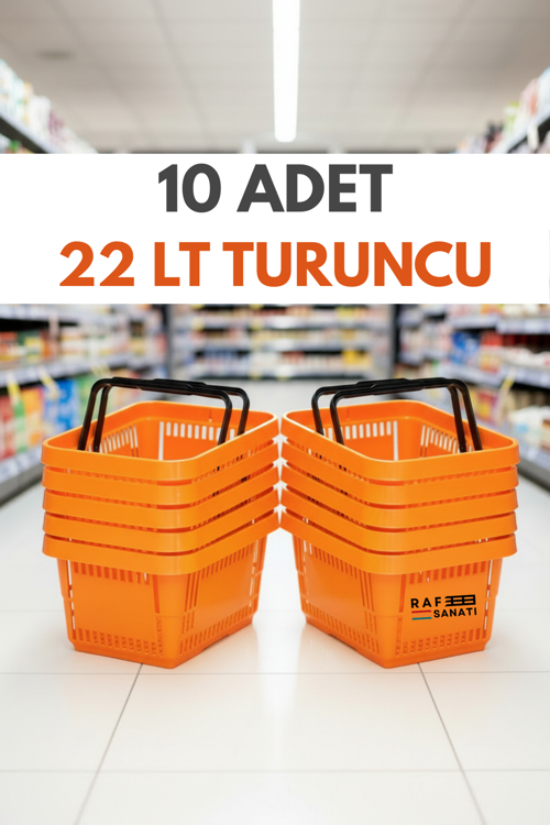 10 ADET / 22 Litre Plastik Market Alışveriş Sepeti Profesyonel Market Mağaza El Sepeti