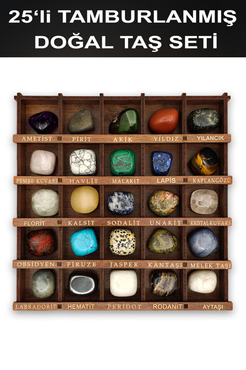 Doğal Taş 25’li Tamburlanmış Doğal Taş Seti BT073