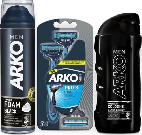Black Köpük 200ml Ve Men T3 Tıraş Bıçağı 3'lü Ve Black Tıraş Kolonyası 200ml